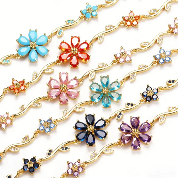 🌸 Pulsera "Jardín de Turquesas" – Edición Multicolor en Oro de 18K 1