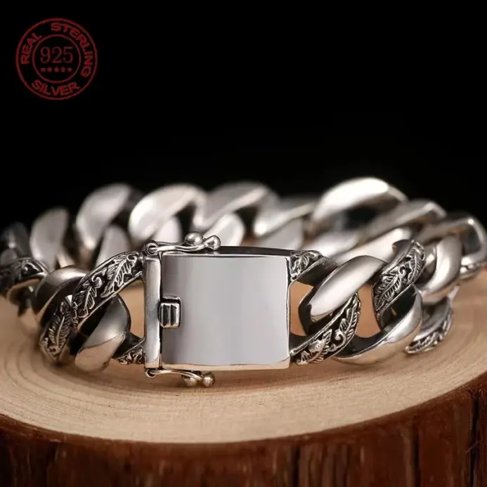 ⛓️ Pulsera "Cuban Iron S925" – Plata Sólida de Tendencia Urbana 1