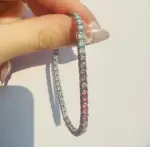COSFIX azul/rosa/verde hombres mujeres cadena de tenis de moissanita completa pulsera de tenis de moissanita cadena de tenis de plata s925 para mujeres y hombres 6
