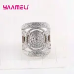Exquisitos anillos de plata de ley 925 a la moda, diseño hueco, anillos anchos geniales para mujer y niña, regalo sorpresa para cita 2
