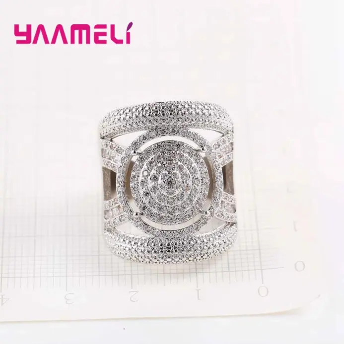Exquisitos anillos de plata de ley 925 a la moda, diseño hueco, anillos anchos geniales para mujer y niña, regalo sorpresa para cita 2