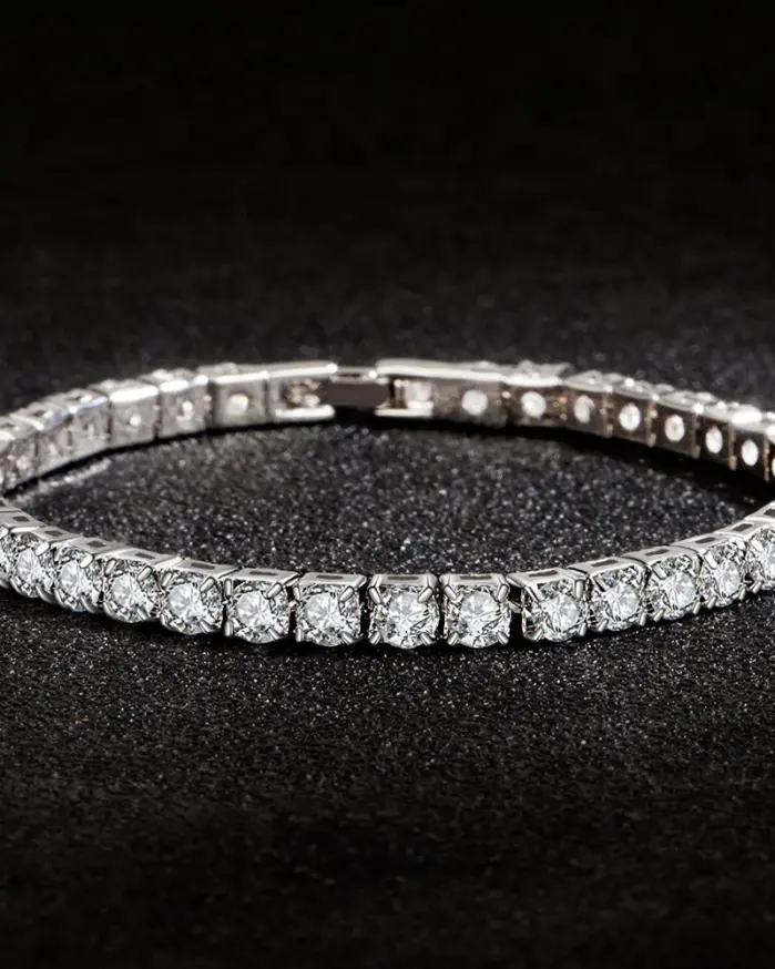Pulsera de moissanita chapada en platino y plata S925 de alta calidad, joyería de boda con personalidad brillante, pulsera con dijes de regalo para mujer 2