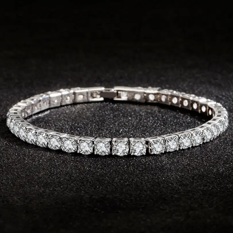 Pulsera de moissanita chapada en platino y plata S925 de alta calidad, joyería de boda con personalidad brillante, pulsera con dijes de regalo para mujer 2