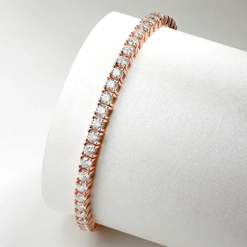 Serenity-pulsera de tenis de moissanita para hombre y mujer, Color oro rosa, 3mm, 4mm, 5mm, plata de ley S925, cadena de mano con diamantes de laboratorio brillantes 5