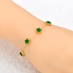 pulsera de estrella de acero inoxidable para mujer, brazalete de lujo de circonia cúbica verde y blanca, resistente al agua, cadena Premium, joyería B24003 6