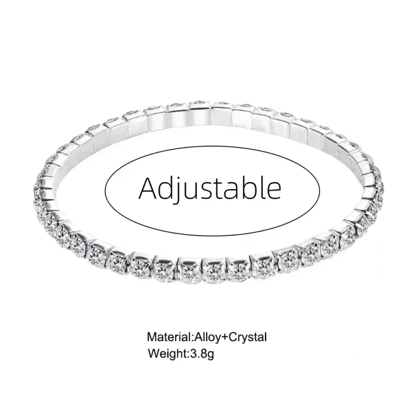 Nueva Pulsera elástica de una sola fila de cristal CZ pulsera de novia brazalete brillante para mujer joyería mejor amiga boda señora Pulsera 5