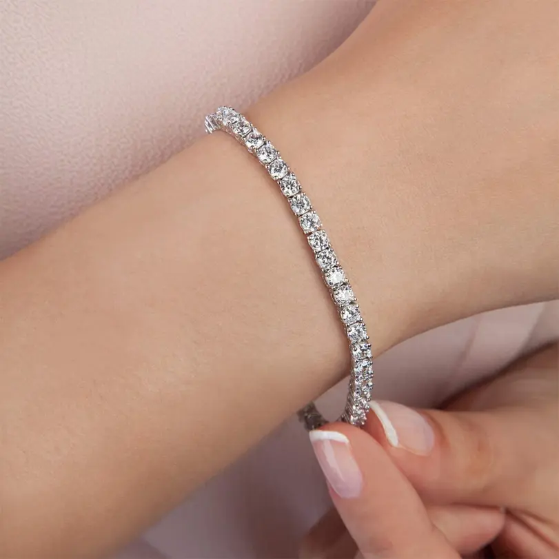 Pulsera de tenis clásica de circonia cúbica, 2 uds., Simple y elegante, totalmente con incrustaciones de diamantes de agua con microincrustaciones, 3mm 3