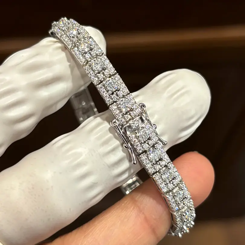 Pulsera de tenis de lujo de moissanita completa de 3 mm, 100% Plata S925, D Color VVS1, Diamante de laboratorio, Cadena de mano, Joyería fina para fiesta, Regalo 3