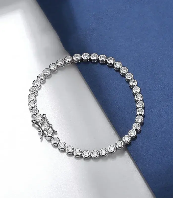 Pulsera de tenis de moissanita de 2mm para mujer, pulseras redondas de plata de ley S925 con burbujas de diamantes, joyería para regalos de cumpleaños y boda 2