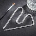 Collares de plata de ley 925 para hombres y mujeres, cadena de 6MM de ancho, joyería de moda, regalo de vacaciones, fiesta de boda, 50-60cm 4
