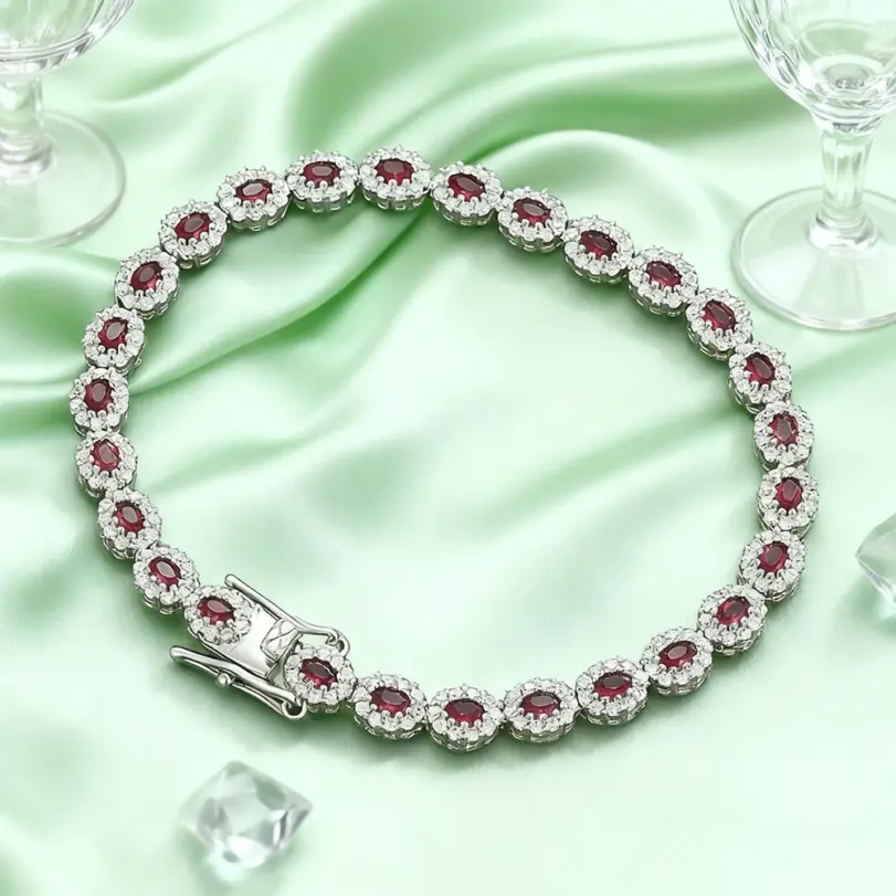 pulseras de columna artificialmente sintetizadas, Plata de Ley 925 para mujer, joyería de buenos de lujo a la moda para fiesta, rojo/azul/verde 4