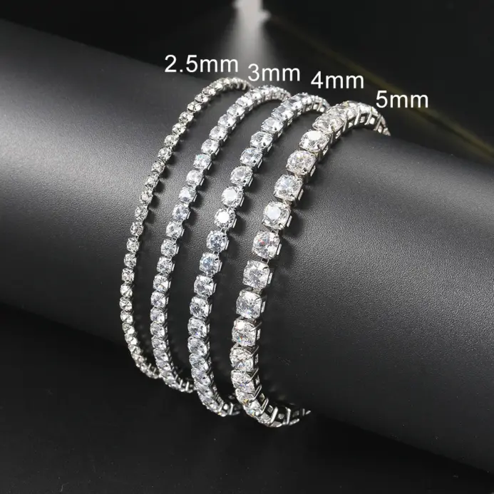Pulsera de tenis Multicolor para mujer y hombre, brazalete de circonia cúbica de 2,5mm, cadena de tenis de diseño, joyería de boda, KC128 2