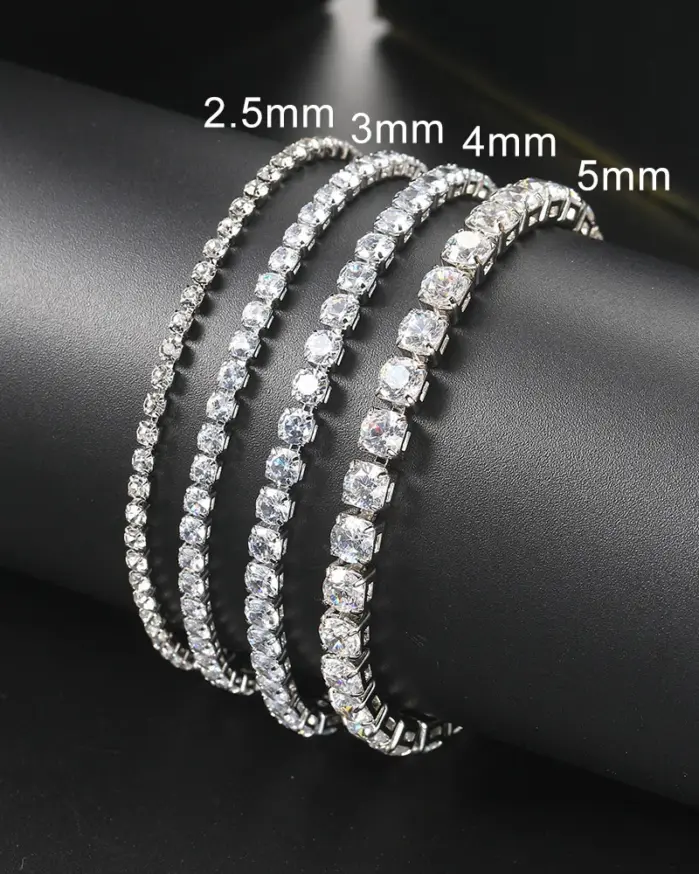 Pulsera de tenis Multicolor para mujer y hombre, brazalete de circonia cúbica de 2,5mm, cadena de tenis de diseño, joyería de boda, KC128 2