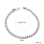 pulseras con dijes de acero inoxidable de circonia cúbica redonda completa para mujer, cadena de cristal dorado, joyería de boda con temperamento 4