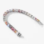 NeeTim, pulseras de tenis de moissanita de arcoíris coloridas de 3mm, 4mm y 5mm para mujer, cadena de pulsera de oro blanco chapada en plata esterlina s925 2