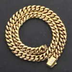 Alta calidad, ancho 8-14mm, cadena cubana de acero inoxidable de Color dorado, resistente al agua, collar de eslabones acolchados para hombres y mujeres, varios tamaños 3