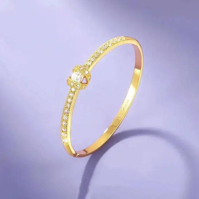 Pulsera de Oro AU999 con Diamantes, Pulsera Simple y Ligera para Mujer, Pulsera de Oro Real de 24K, Joyería 2