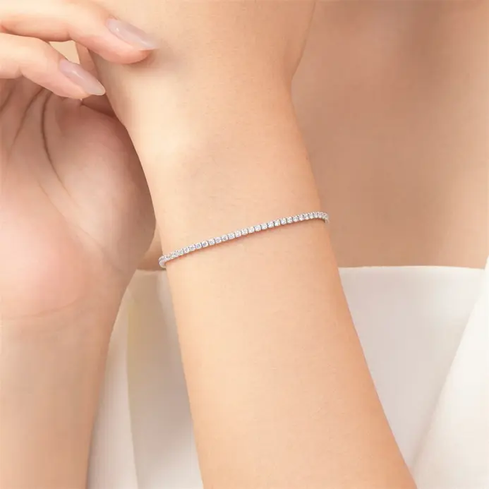 Pulseras de cadena de tenis delicadas y heladas de 2mm, cadena de mano de circonia cúbica de acero inoxidable de Color plateado para mujer, regalo de joyería 2