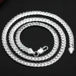 Gran oferta de collar de cadena lateral completa de oro de 18K de 5MM de Plata de Ley 925 fina para mujer y hombre, joyería de compromiso de boda a la moda 4
