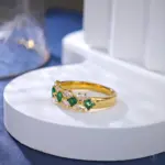 Anillo de diamantes de moissanita con anillos de Esmeralda Vintage para mujer de oro de 18k 100% auténtico de lujo 1