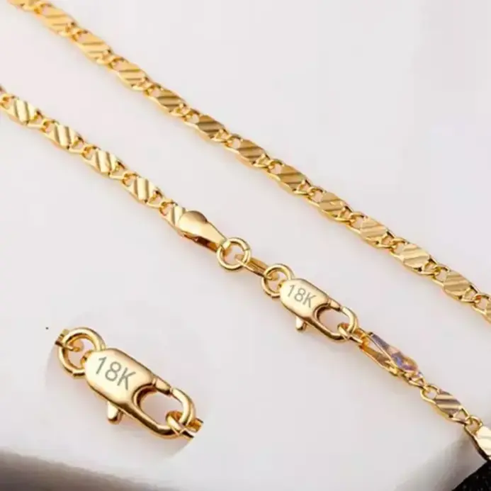 moda collar de oro de 18k 2MM 16/18/20/22/24/26/28/30 pulgadas collar de cadena lateral para Mujeres Hombres joyería collar de plata 1
