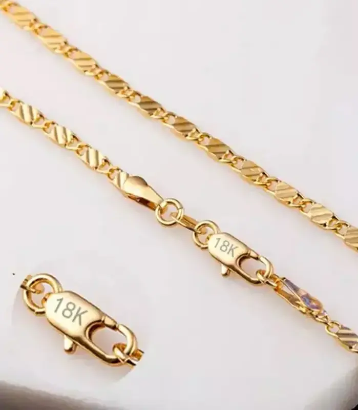 moda collar de oro de 18k 2MM 16/18/20/22/24/26/28/30 pulgadas collar de cadena lateral para Mujeres Hombres joyería collar de plata 1