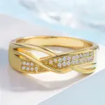 Anillo de compromiso de diamante modelo de cinta creativa nuevo anillo de gran oferta de oro amarillo de 18k 5