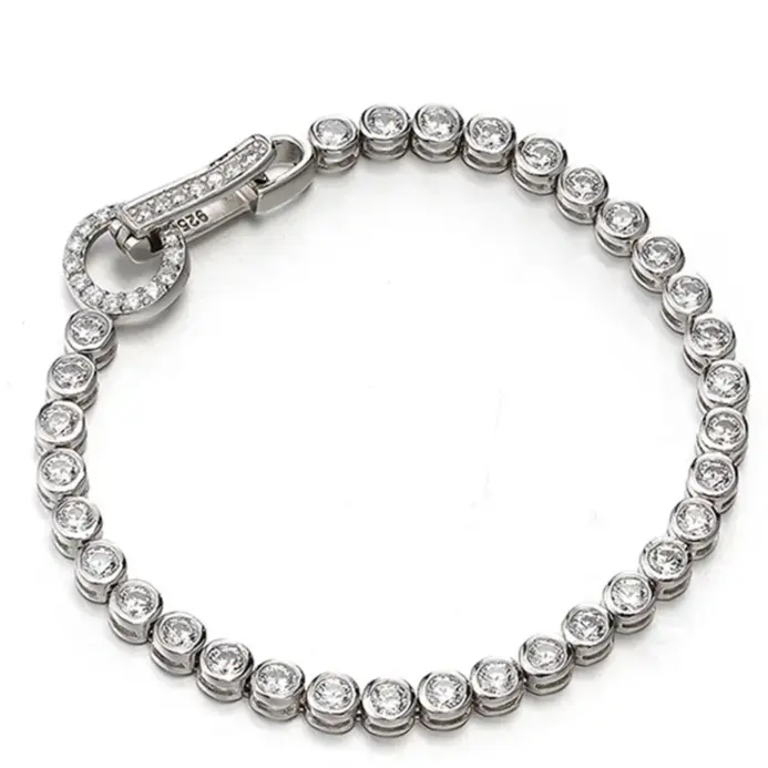 100% Plata de Ley 925 crear moissanita fiesta moda mujer pulsera de cadena joyería de Boutique anillo de boda 1