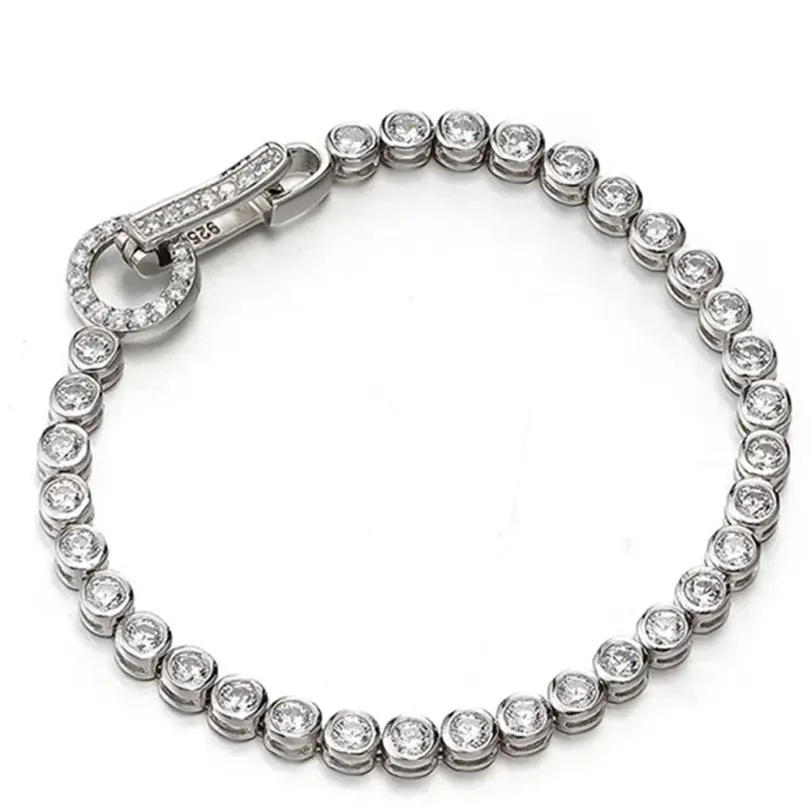 100% Plata de Ley 925 crear moissanita fiesta moda mujer pulsera de cadena joyería de Boutique anillo de boda 1
