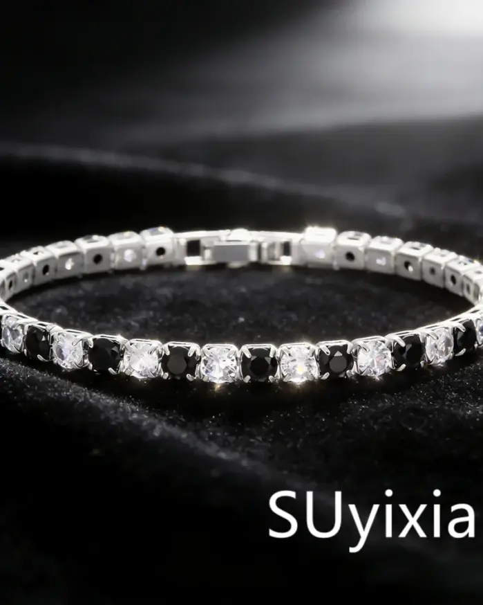 🖤 Pulsera Tennis "Noche y Día" – Plata .925 y Circonia B&W 4mm 1