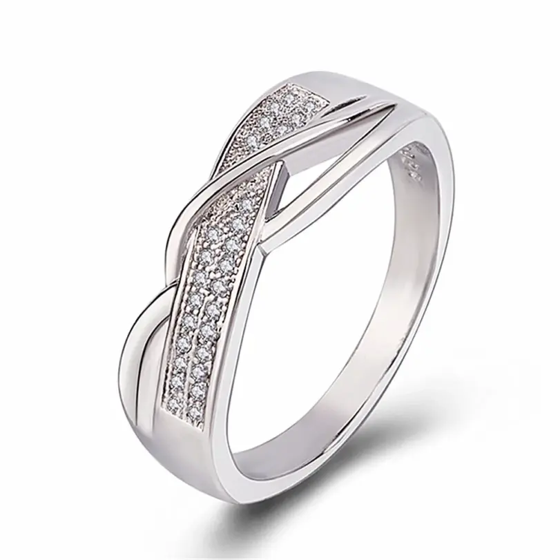 Anillo de compromiso de diamante modelo de cinta creativa nuevo anillo de gran oferta de oro amarillo de 18k 6