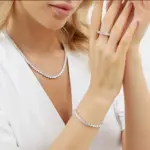 Pulsera de tenis de piedra de moissanita de plata de ley 925, 3- 4mm de ancho, joyería de boda personalizada, venta al por mayor 4