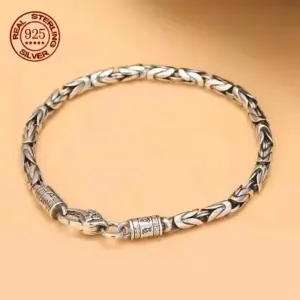 Suministro directo de fábrica, pulsera de bambú de Plata de Ley 925, estilo retro a la moda, regalo de joyería de bambú con personalidad punk para hombres y mujeres 1