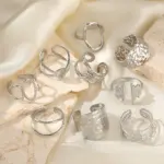 2025 anillos de acero inoxidable minimalista geométrico entrelazado anillo abierto ajustable anillo atmosférico de moda para mujer joyería nueva 4