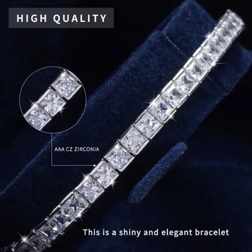 Pulseras de tenis TKJ Pulseira 925 Cluster de plata esterlina 3mm CZ Zircon para mujer joyería chica regalo para amiga Pulseras pulsera 3