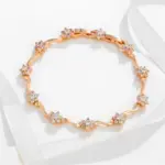 Pulseras de flores coloridas para hombre y mujer, brazaletes de 19 cm x 7mm, circón dorado plateado, joyería de moda 2