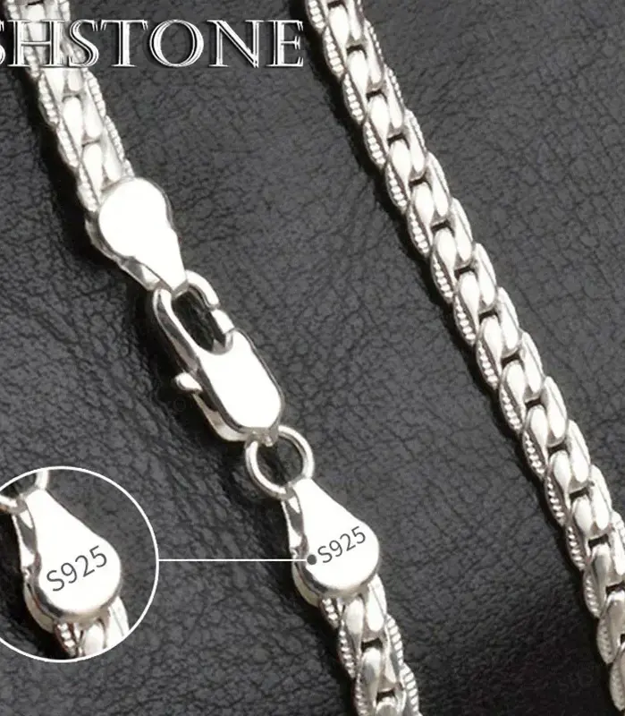 Collar lateral completo de 6mm de Plata de Ley 925 de oro de 18K, cadena de 8/18/20/24 pulgadas para mujer y hombre, joyería de compromiso de boda a la moda 2