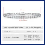 Pulsera de tenis de moissanita auténtica para hombre y mujer, brazalete de Plata de Ley 925, chapado en oro de 18k, Diamante con GRA, 3/4/5mm 2