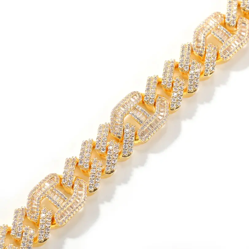 Lujo 24K 9999 oro puro oro real 3 a 1 pulsera hipster hip hop pulsera cubana con tachuelas de hip hop 3