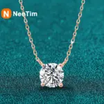 collar de moissanita para mujer, 1ct, 2ct, 3ct, 5ct, D VVS1, Plata de Ley 925 con colgante de diamante de laboratorio chapado en oro rosa amarillo 1