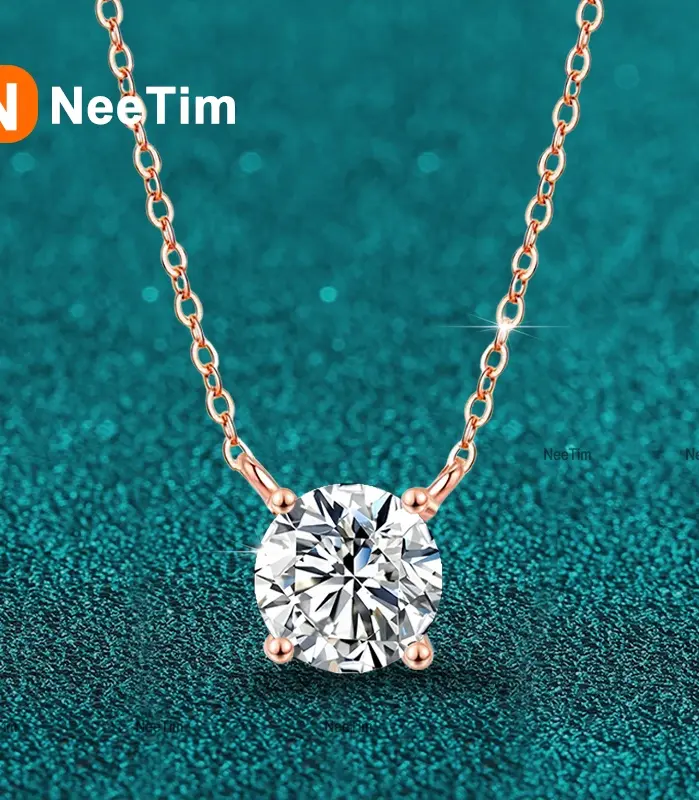 collar de moissanita para mujer, 1ct, 2ct, 3ct, 5ct, D VVS1, Plata de Ley 925 con colgante de diamante de laboratorio chapado en oro rosa amarillo 1