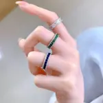 OEVAS-Anillos cuadrados clásicos con incrustaciones de plata de ley 100% 925, diamantes de alto contenido de carbono para mujer, joyería fina de compromiso 6