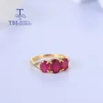 Anillo de rubí natural precioso y raro para mujer, plata de ley 925, elegante y exquisito regalo de aniversario y compromiso 3