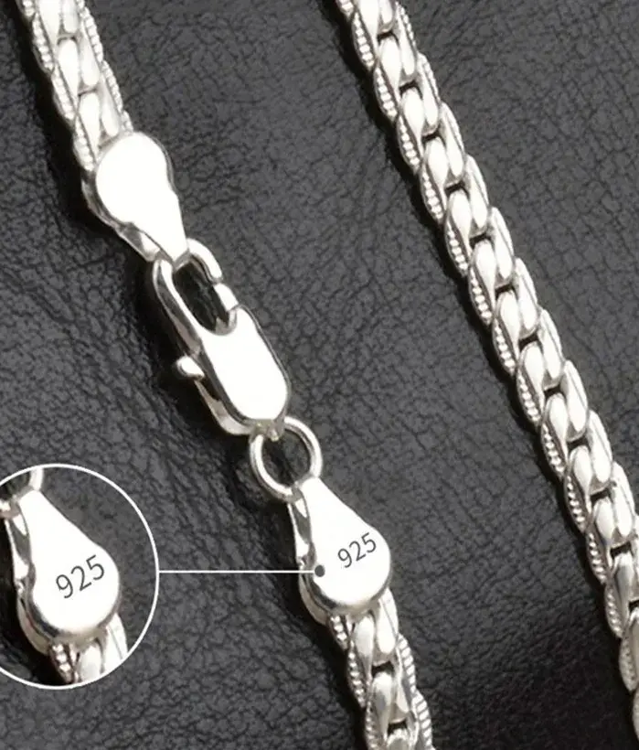 Collar de cadena para mujer y hombre, joyería de compromiso de boda, Color plateado, diseño de marca de lujo, Noble, 6mm, 20-60cm 1