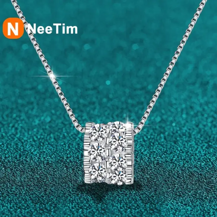 collar completo de diamantes de moissanita para mujer, colgante de plata de ley 925, cadena para mujer, joyería fina para fiesta nupcial 1
