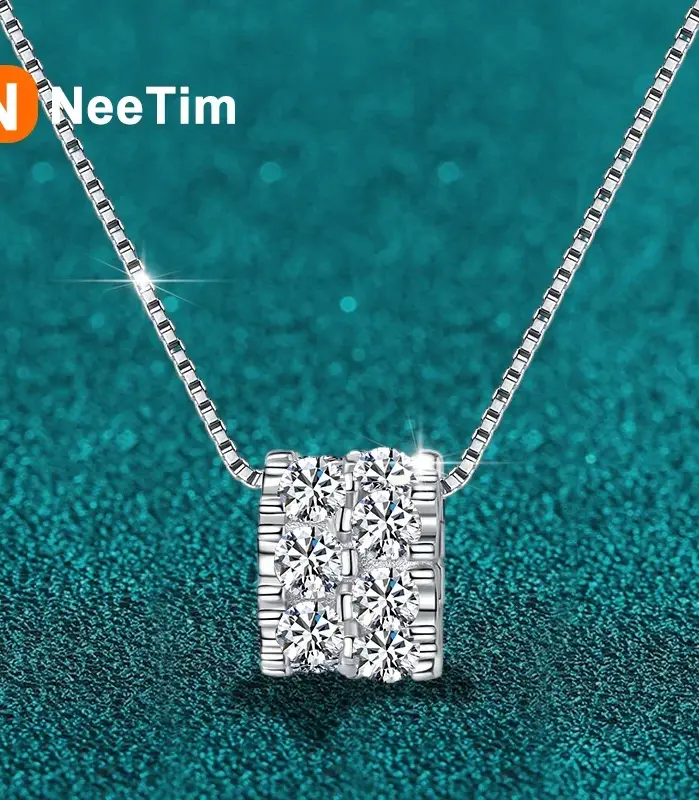 collar completo de diamantes de moissanita para mujer, colgante de plata de ley 925, cadena para mujer, joyería fina para fiesta nupcial 1