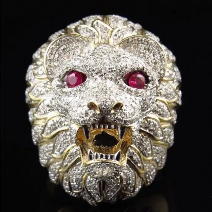 Nuevo anillo dominante para hombre, joyería creativa con forma de cabeza de león, superventas en Europa y América 2