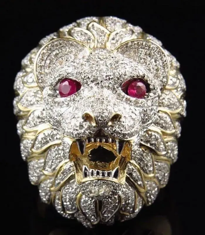 Nuevo anillo dominante para hombre, joyería creativa con forma de cabeza de león, superventas en Europa y América 2