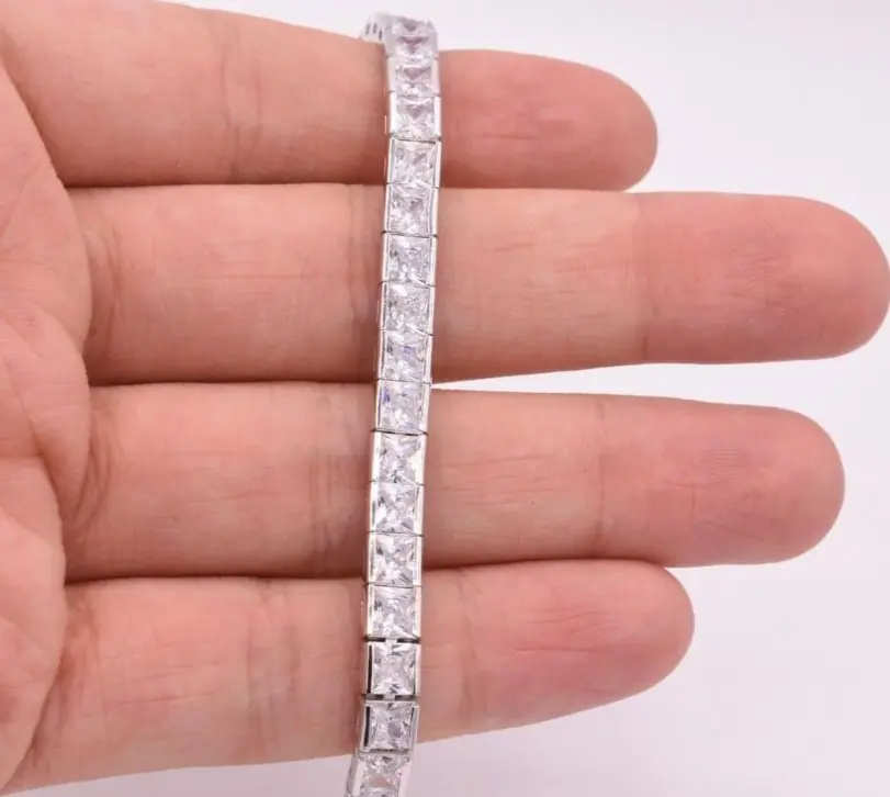 Pulsera de moissanita de 3mm para mujer s925, pulsera de moissanita para mujer, pulsera de moissanita completa de princesa de Color D para mujer 6