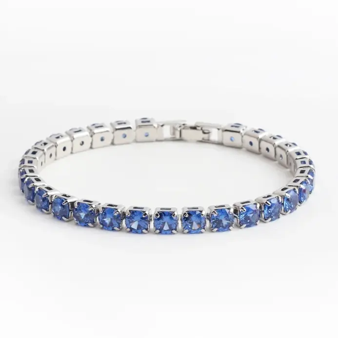 💙 Pulsera Tennis "Zafiro Real" – Circonia Icy 5mm y Oro 18K 2